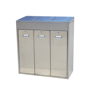 PG-144L 3 Compartment Stainless Steel Garbage Bin